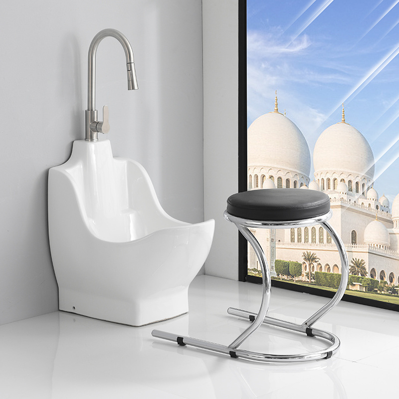 New Product Ceramic Muslim Estacion Wudu Ablucion Foot Wash Sink For Prayer