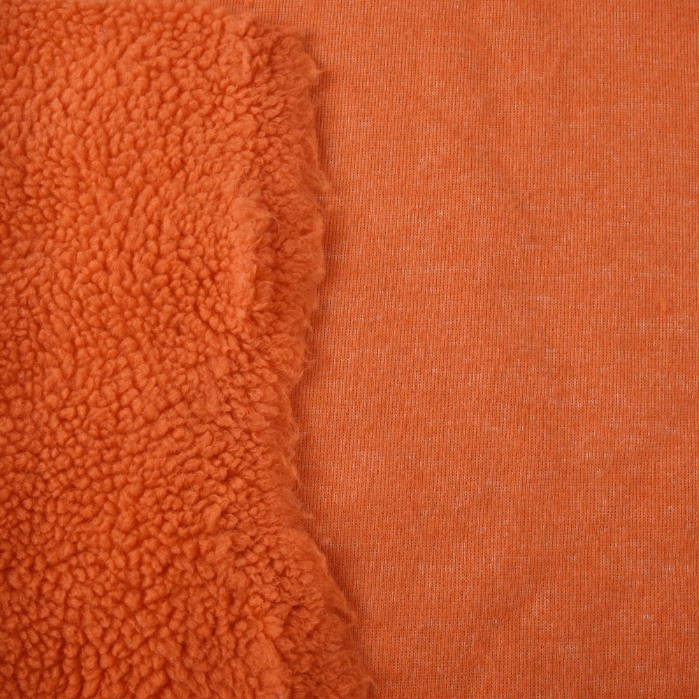 Hot spot sales 100% polyester solid knitted Breathable Lamb wool fabric for Clothing home textiles