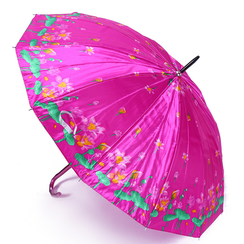 CHUVABAND 12K Flowers Large Umbrella Fiberglass Golf Umbrella  Windproof Waterproof Automatic Curved Handle Umbrellas QY210004