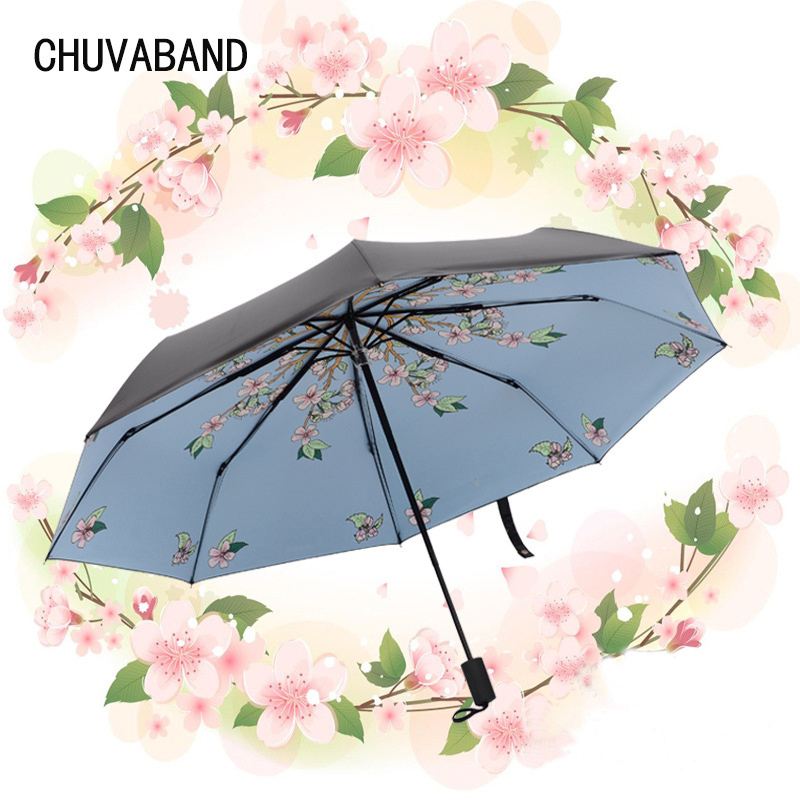 CHUVABAND Promotional Custom Cherry Blossom Umbrella Rain Women uv High Quality Umbrella For Womens Windproof Folding Umbrellas