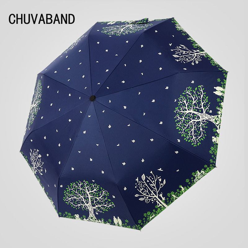 CHUVABAND High Quality love Life Tree Folding Charms Umbrella Rain Women uv Umbrella Car For Womens Windproof Umbrellas YS033