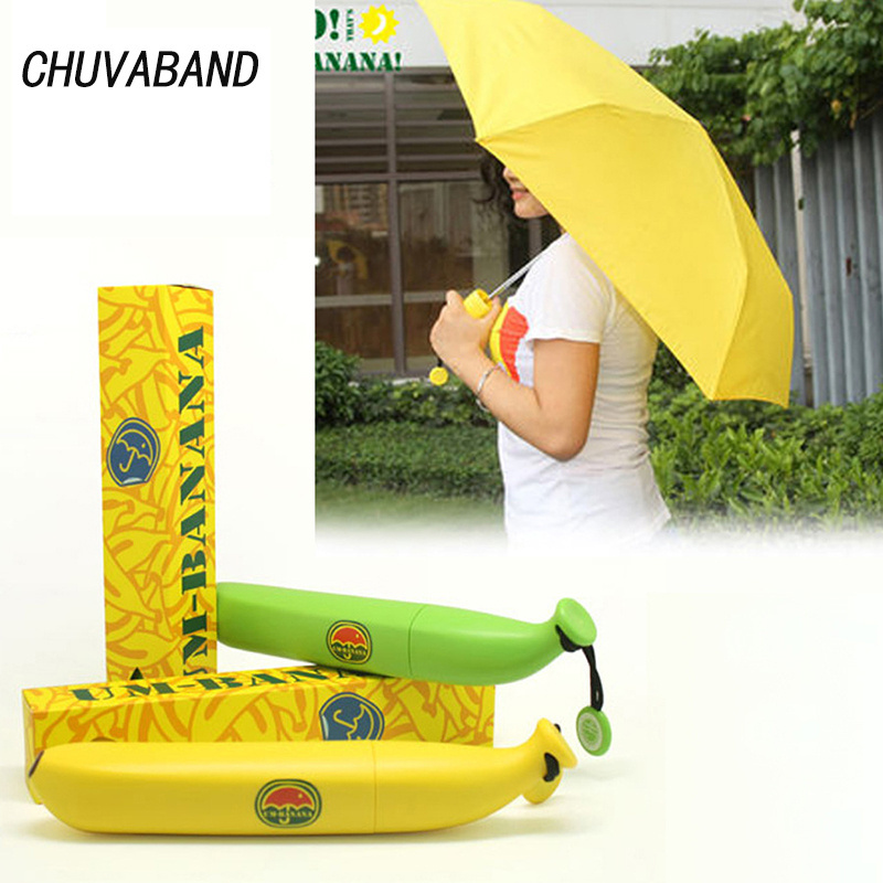 CHUVABAND Yellow&Green Fruit Creative Umbrella Rain Women High Quality Banana Umbrella For Women Windproof Folding Umbrellas