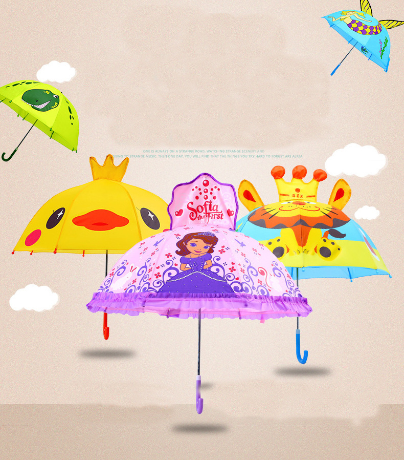 CHUVABAND Promotional Custom Cartoon Cute Design 3D Yellow Duck Umbrella Rainproof Sun Rainy Protection Parasol Animals Umbrella