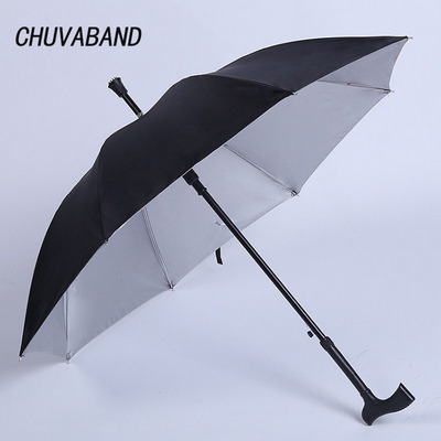 CHUVABAND 24 Inch 8k Large Crutch Umbrella Men Strong Windproof Crutch Long Handle Umbrella Walking Cane Climbing Umbrellas