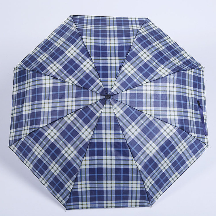 CHUVABAND 21 Inch 8 K Wholesale Classic Plaid Umbrella Custom Logo Print3 Folding Umbrella Rain Promotional Cheap Umbrellas