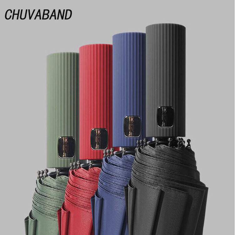 CHUVABAND 2021 12K Solid Color Business Automatic Umbrella Clear Folding Luxury Big Umbrellas For Women Rain Large Umbrella Male