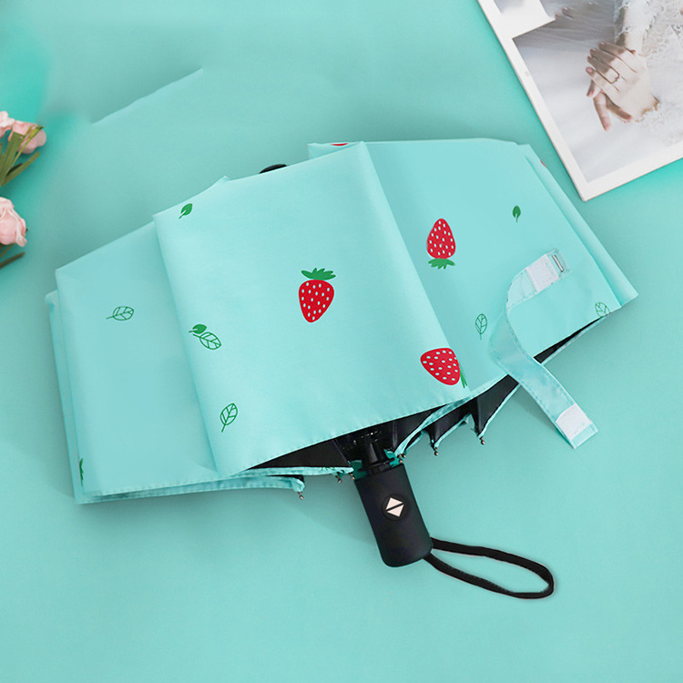 CHUVABAND 21Inch Luxury Strawberry Pattern Umbrellas Parapluie Foldable UV Protection Kids Umbrella Folding Automatic Umbrella