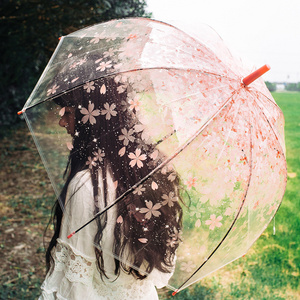 CHUVABAND Clear Umbrella Dome Transparent Shape Wholesale Princess Umbrella Parasol Flower Japan Sakura kid Umbrella For Girl