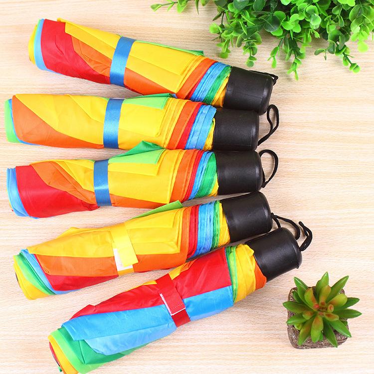 CHUVABAND Custom Logo Umbrellas Rain uv Folding Umbrella For Women Adults Wholesale 3 fold 8K creative rainbow umbrella outdoor