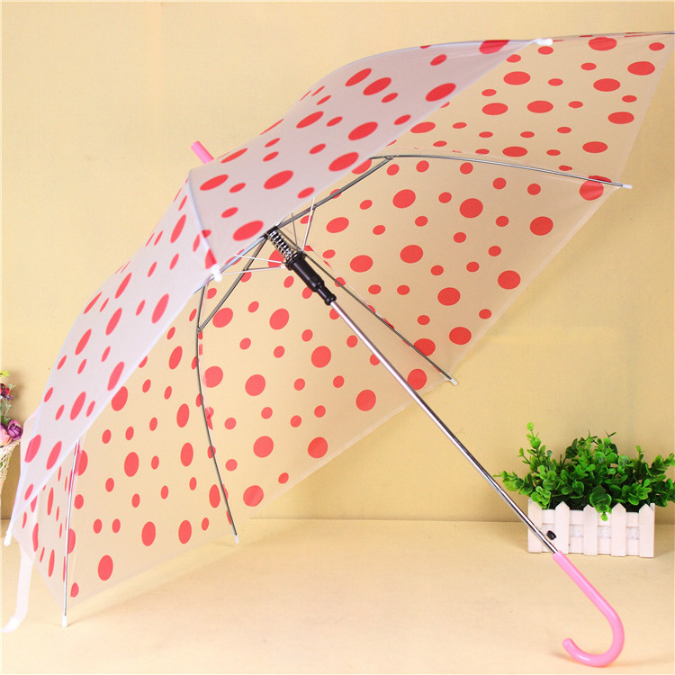 CHUVABAND Women Rainny Sunny Protection Dot umbrella straight pole long handle shade transparent umbrellas advertising umbrella