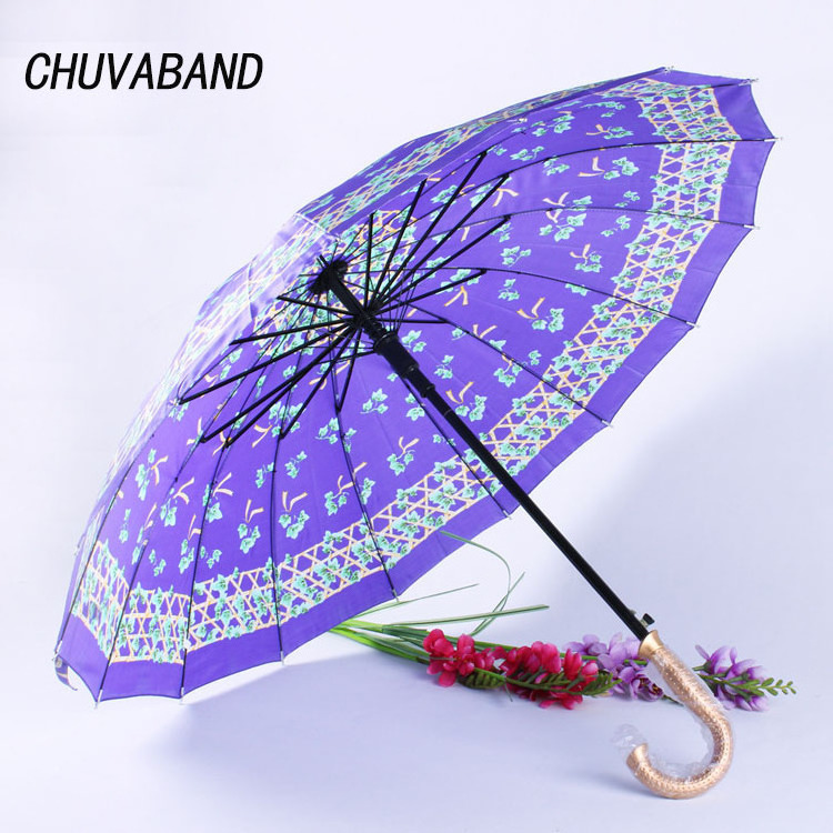 CHUVABAND 21Inch 16 Ribs Wholesale Large Golf Umbrella Shaft Windproof Waterproof Automatic Umbrellas Black Frame Satin Umbrella