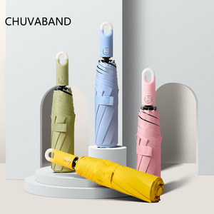 CHUVABAND 21 Inch 8 Ribs New Product Easy Carry Unique Folding Umbrella With Hook Loop Lock Handle