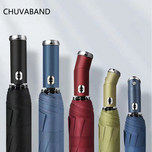 CHUVABAND 23 Inch 10 Ribs Compact Travel Automatic Open Close Folding Umbrella With 180 Rotating LED Flashlight Folding Umbrella