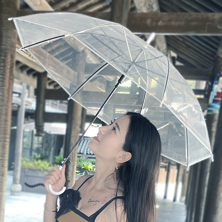 CHUVABAND 21 Inch 8 Bone Colorful 90CM Adult PVC POE Clear Cheap Umbrella Promotional Print Transparent Umbrella