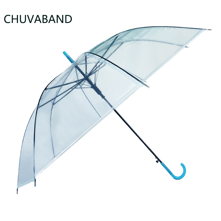 CHUVABAND 21 Inch 8 Bone Colorful 90CM Adult PVC POE Clear Cheap Umbrella Promotional Print Transparent Umbrella