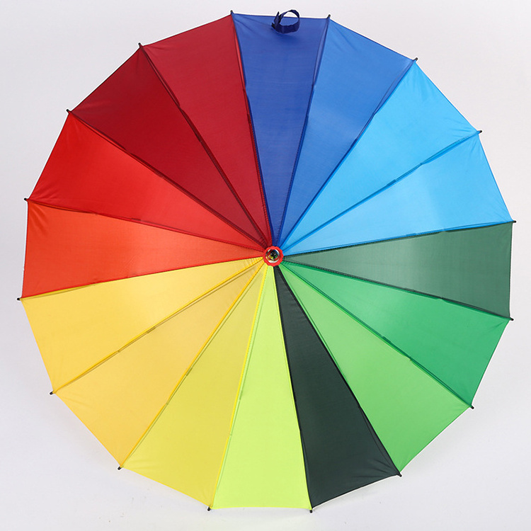 CHUVABAND 21 Inch 16k Automatic Open Iridescence Umbrella Golf Windproof Parasol Long Straight Handle Rainbow Umbrella