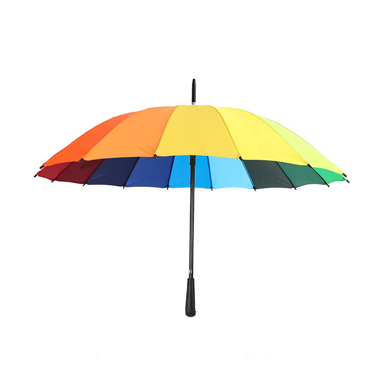 CHUVABAND 21 Inch 16k Automatic Open Iridescence Umbrella Golf Windproof Parasol Long Straight Handle Rainbow Umbrella