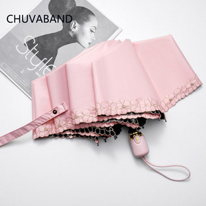 CHUVABAND 21 Inch 8 Ribs Multi Color Custom Logo 3 Folding Umbrella Automatic Sun And Rain Umbrella For Outdoor