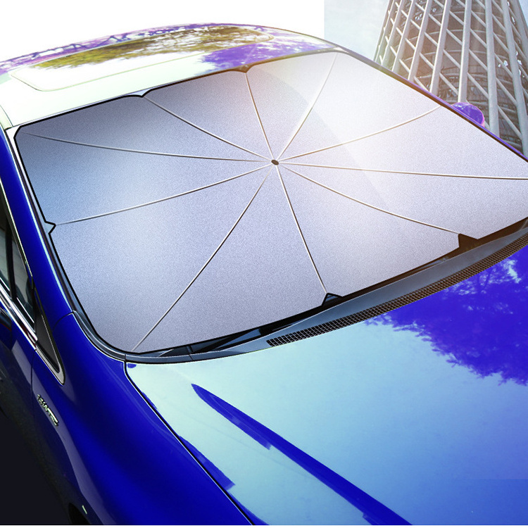 CHUVABAND Silver Titanium Sun UV Protection Car Umbrella Sun Shade Windshield Sunshade Car Front Side Window Umbrella For Car