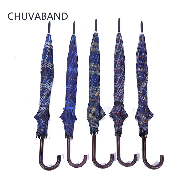 CHUVABAND 27 Inch 10 Bone 68 CM Cheap Promotional Wholesale Lattice Straight J Handle Umbrella