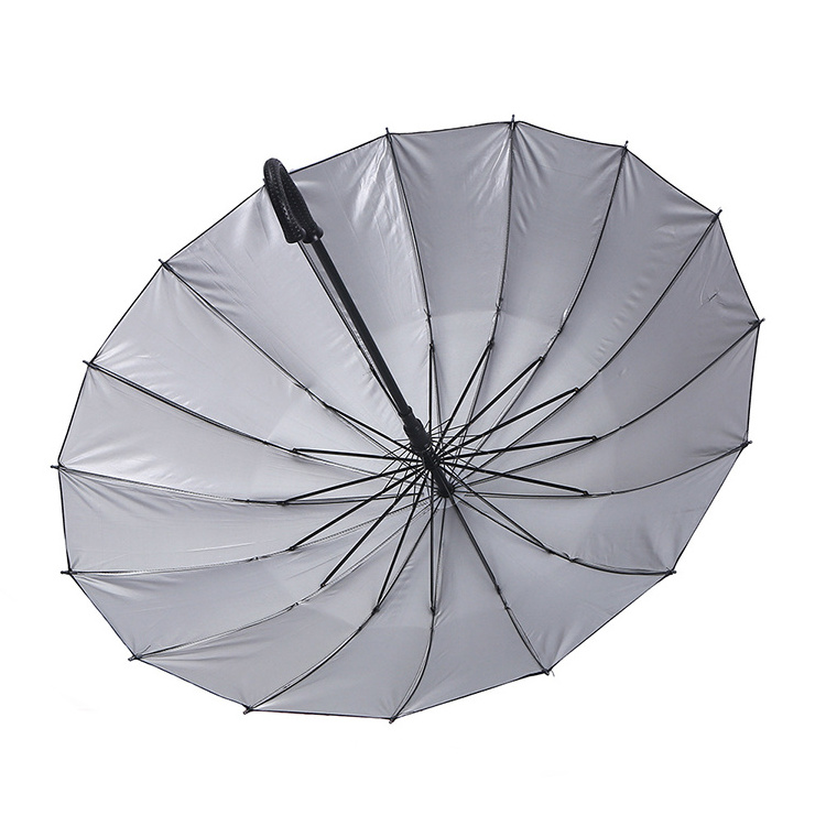 CHUVABAND 21 Inch 16 Panel 54 CM  Black Color Silver Coating Umbrella With UV Auto Open Straight Umbrella For Market Umbrella