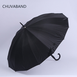 CHUVABAND 21 Inch 16 Panel 54 CM  Black Color Silver Coating Umbrella With UV Auto Open Straight Umbrella For Market Umbrella