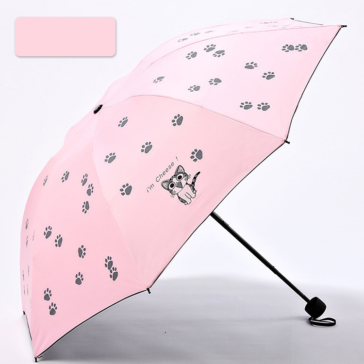 CHUVABAND Cartoon Cat &Cat Claw Pattern Folding Rainy Children Umbrella Anti-UV Girls Boys Lovely Animal Cat Claw Umbrella YD040