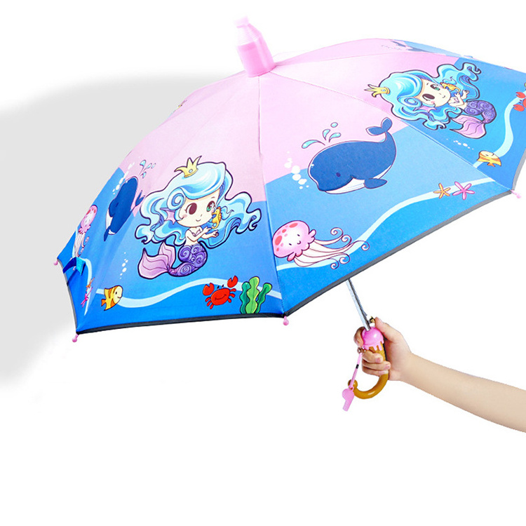 CHUVABAND New Innovation Animal Design Straight Auto Open Custom Cartoon Printing Children Kids Umbrella With Ice Cream Handle