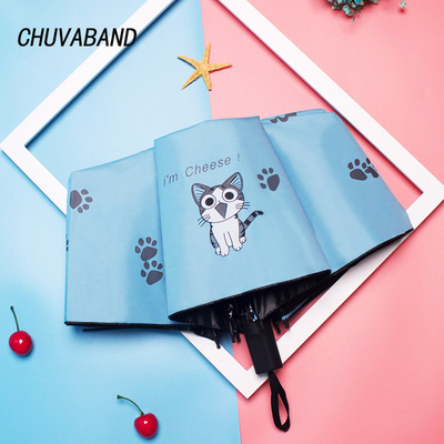 CHUVABAND Cartoon Cat &Cat Claw Pattern Folding Rainy Children Umbrella Anti-UV Girls Boys Lovely Animal Cat Claw Umbrella YD040