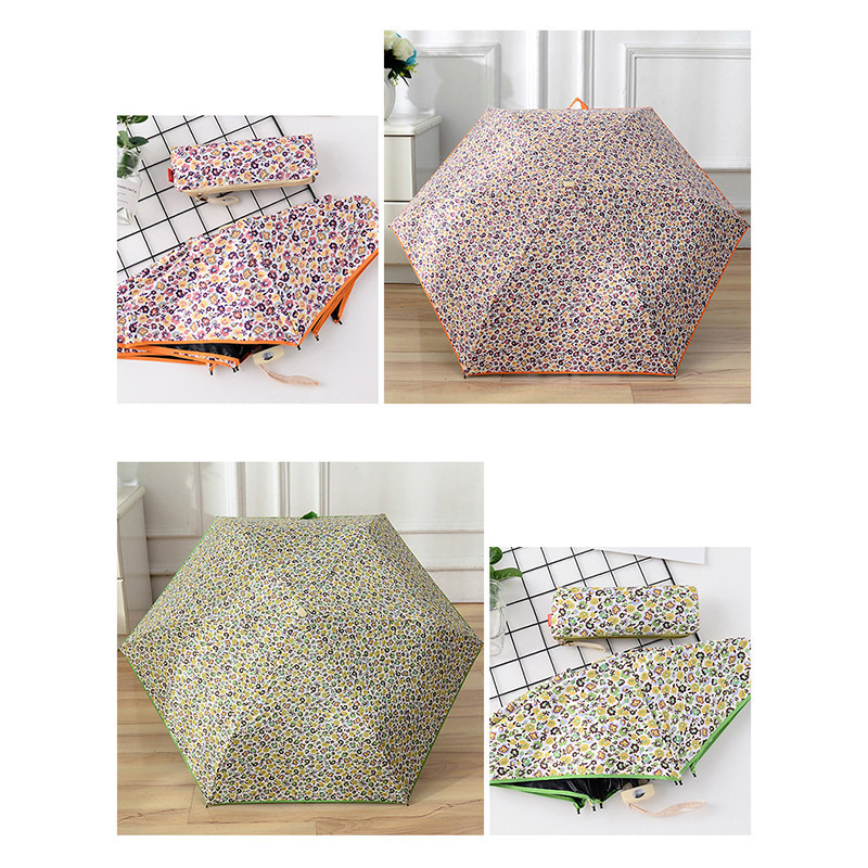 CHUVABAND Stock Plant Flower Umbrellas Rainy Pocket Light 4 Folding Umbrella For Women UV Mini Manual Flat Handle Umbrella