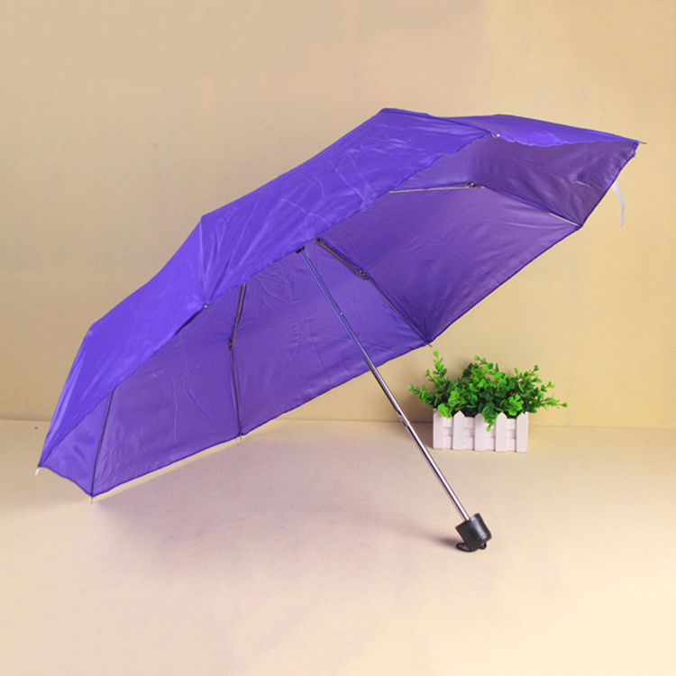 CHUVABAND 21 Inch 8 K Wholesale 3 Fold Umbrella Price Cheap Solid Color Umbrella Promotional Short Handle Portable Umbrellas