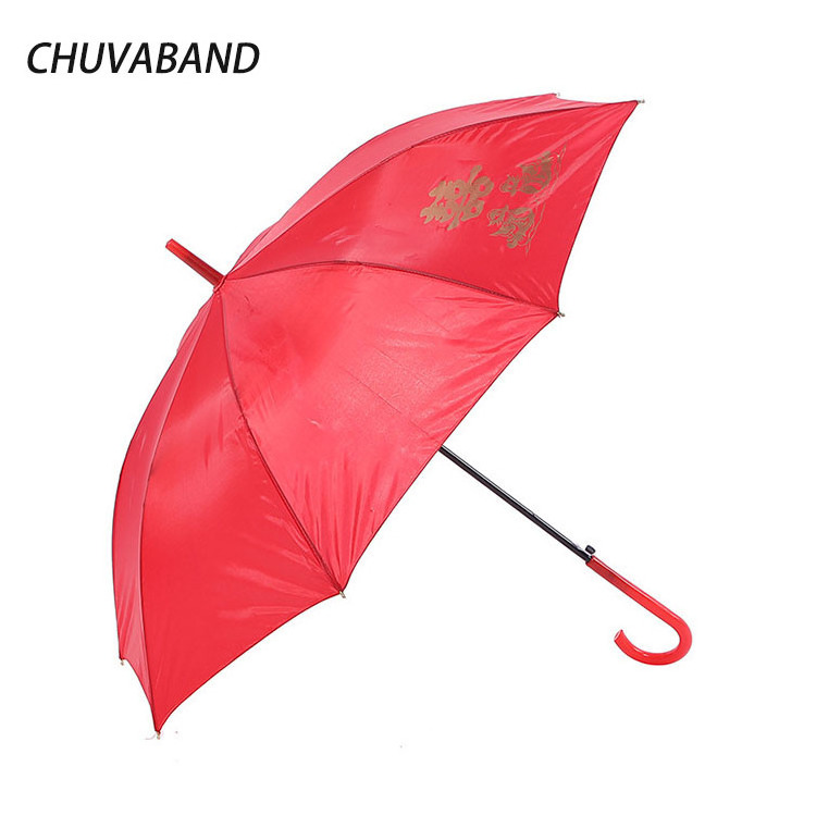 CHUVABAND Wholesale bridal umbrellas Cheap Customized Logo Printing Promotional Straight wedding red vintage wedding Umbrella