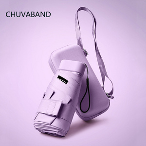 CHUVABAND 19 Inch 6k New 5 Fold Small Hand Bag Portable Capsule Umbrella Mini EVA Case Umbrella With Strap