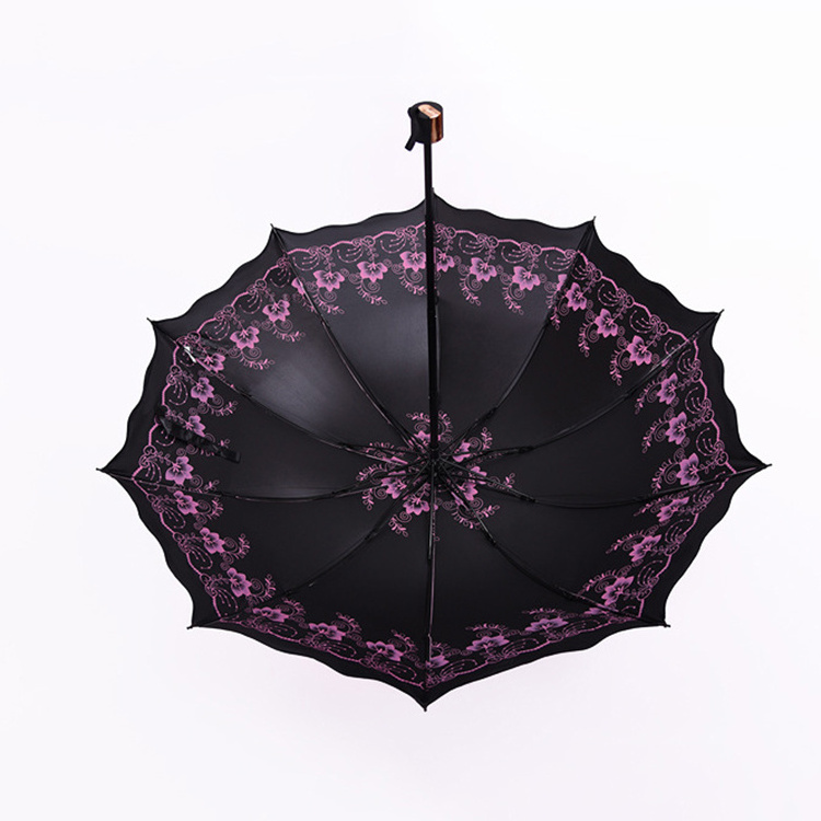 CHUVABAND 23 Inch 10 Bone Double Sided Flower 3 Folding UV Umbrella With Portable For Promotion Compact Umbrella