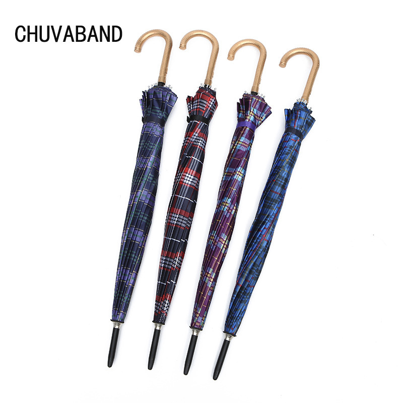 CHUVABAND 22 Inch 16k Wholesale Retro Plaid Large Fiberglass Golf Umbrella Shaft Windproof Waterproof Automatic Umbrellas