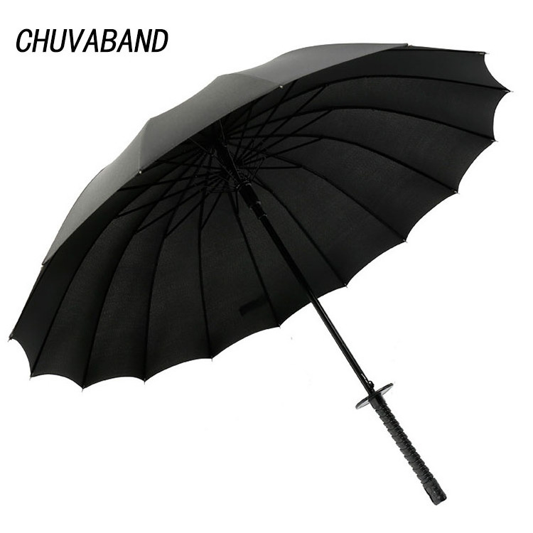 CHUVABAND Wholesale High Quality Custom Promotion 8k/16k/24k Japanese samurai sword long handle umbrella