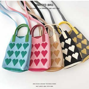 popular crossbody bags handbags fashion pink heart shape phone purse bags knitted bags