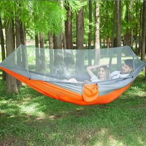 Pop-Up Light Portable Parachute Nylon Camping Hammock with Mosquito Net Automatic Quick Open Bug Net Hammock