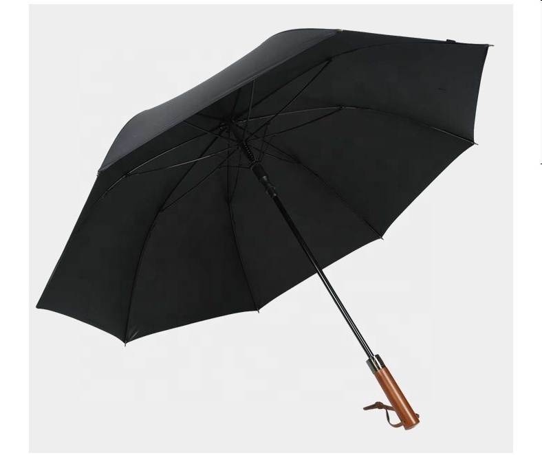 golf umbrella wood handle automatic with logo custom prints umbrella windproof for the rain