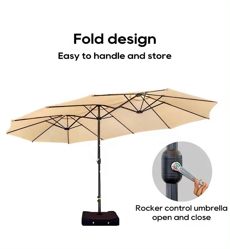 Outdoor Furniture Twin Patio Umbrella Garden Large Double-sided Umbrella Market Parasol Umbrella With Crank Three Triple Heads