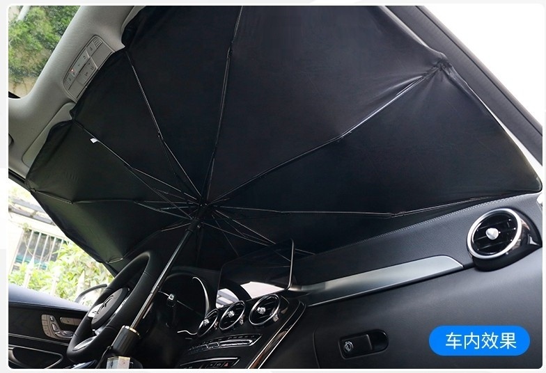 folding umbrella car sun protection umbrella with pongee black coating UV resistant sunshade windshield cover umbrella