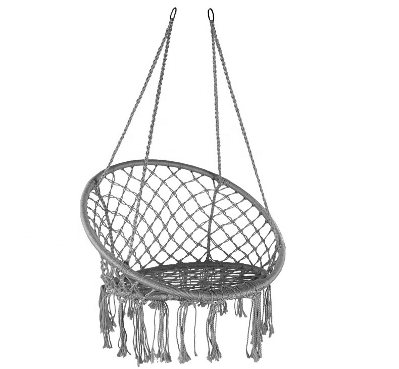 Hammock Swing Chair Hanging Cotton Rope Macrame Swing Chair with Pillow for Indoor/Outdoor