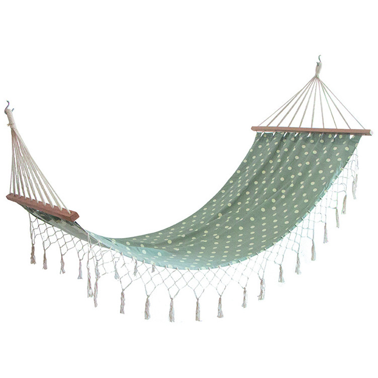 Outdoor Camping Portable Hammock Brazilian Beach canvas material Folding Hammock with tassel