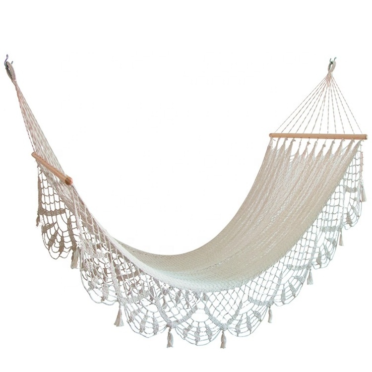 Outdoor Camping Portable Hammock Brazilian Beach canvas material Folding Hammock with tassel