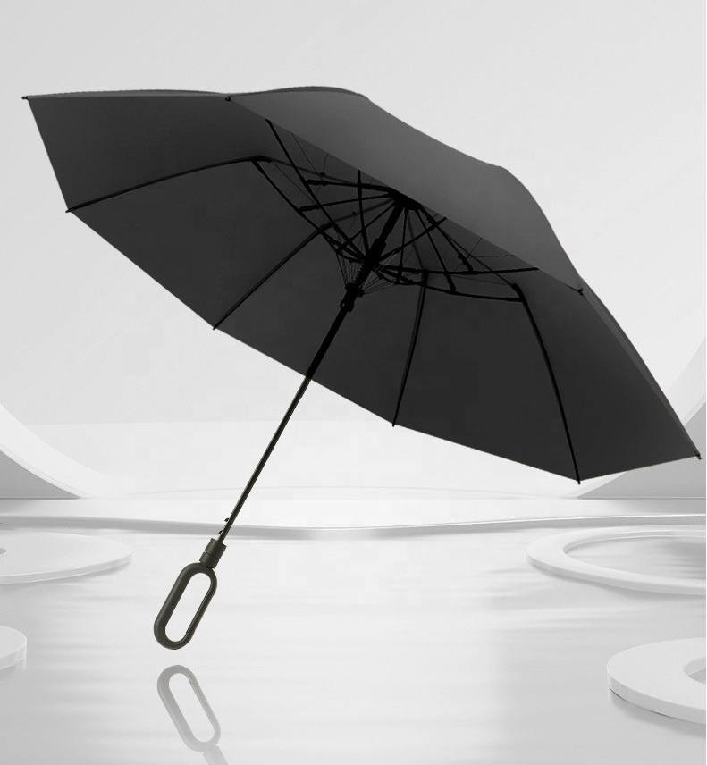 New Product Easy Carry Unique Wholesales Cheap two Folding Umbrella With Hook Loop Lock Head Handle