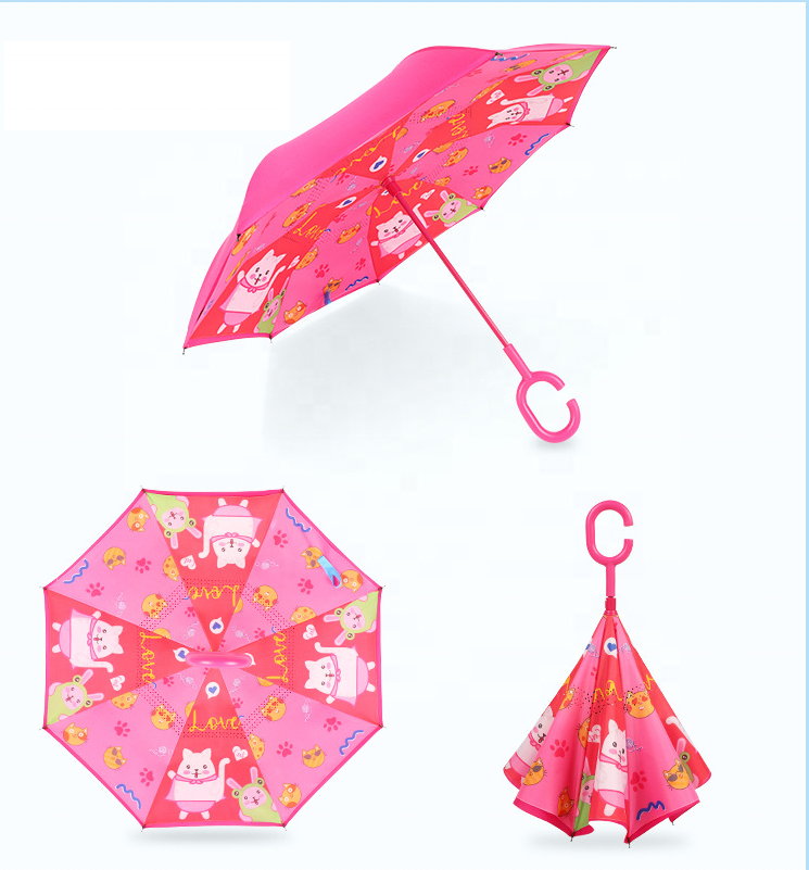 double layers children reverse umbrella cartoon pattern child creative sunny lovely kids umbrella