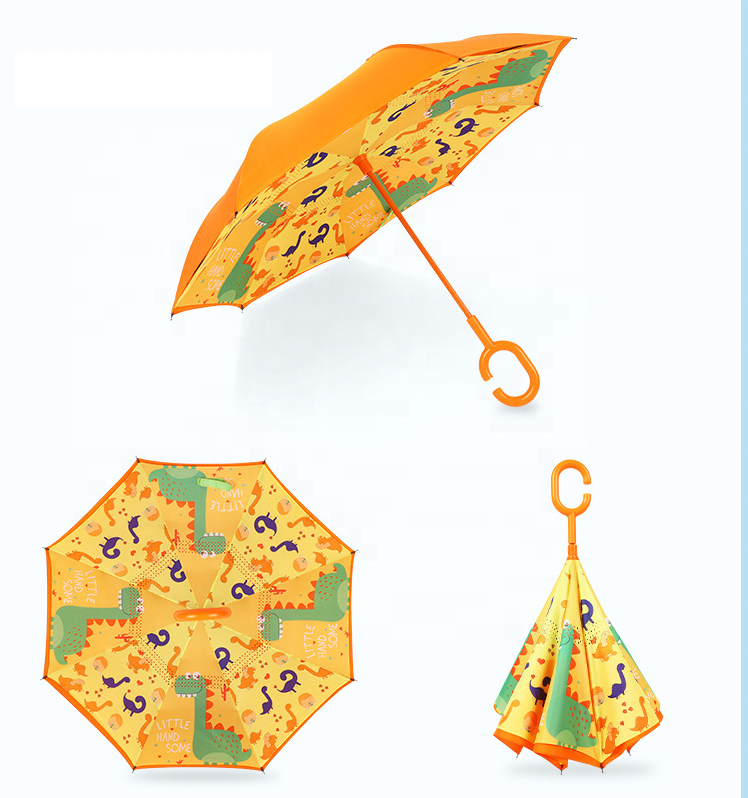 double layers children reverse umbrella cartoon pattern child creative sunny lovely kids umbrella