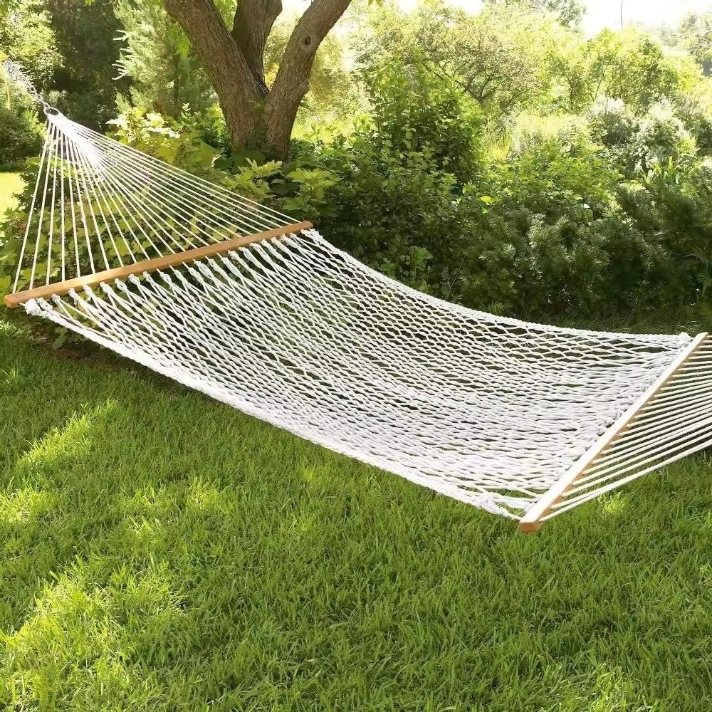 Cotton Boho Woven Rope Swing Hammock Hand-woven Mesh Hammock For Outdoor Yard Garden Camping