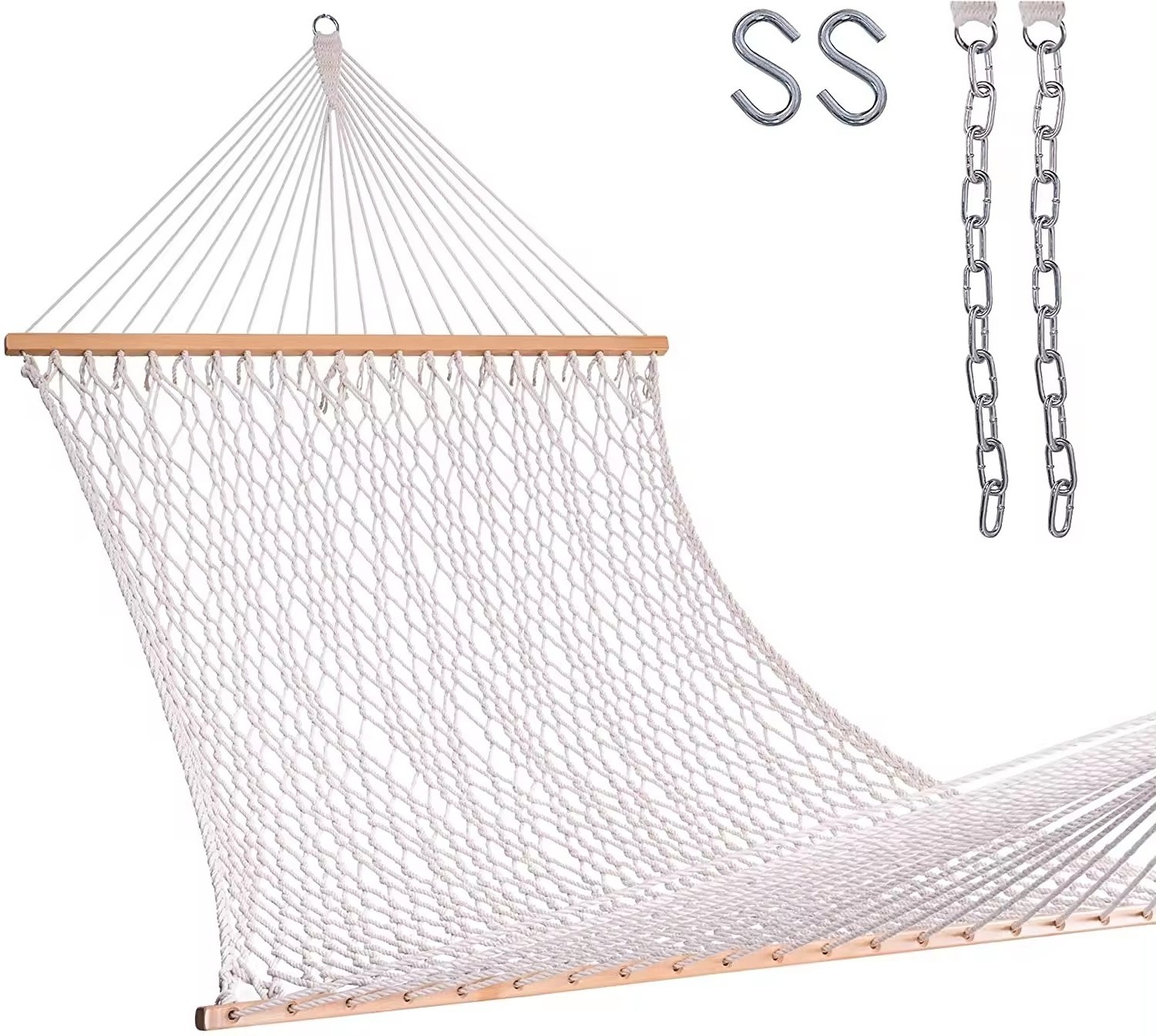 Cotton Boho Woven Rope Swing Hammock Hand-woven Mesh Hammock For Outdoor Yard Garden Camping