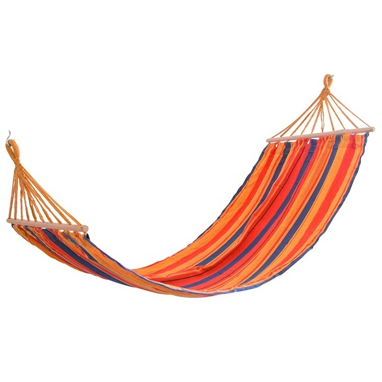 Leisure Canvas Wooden Pole bar hammock  2 Peoples Outdoor Camping Hammock